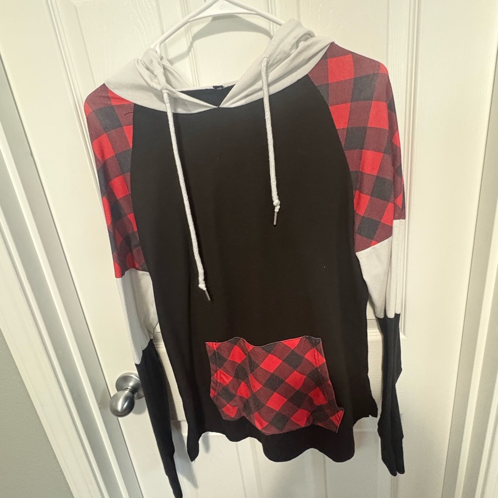 Plaid Red and Black Kids Hoodie